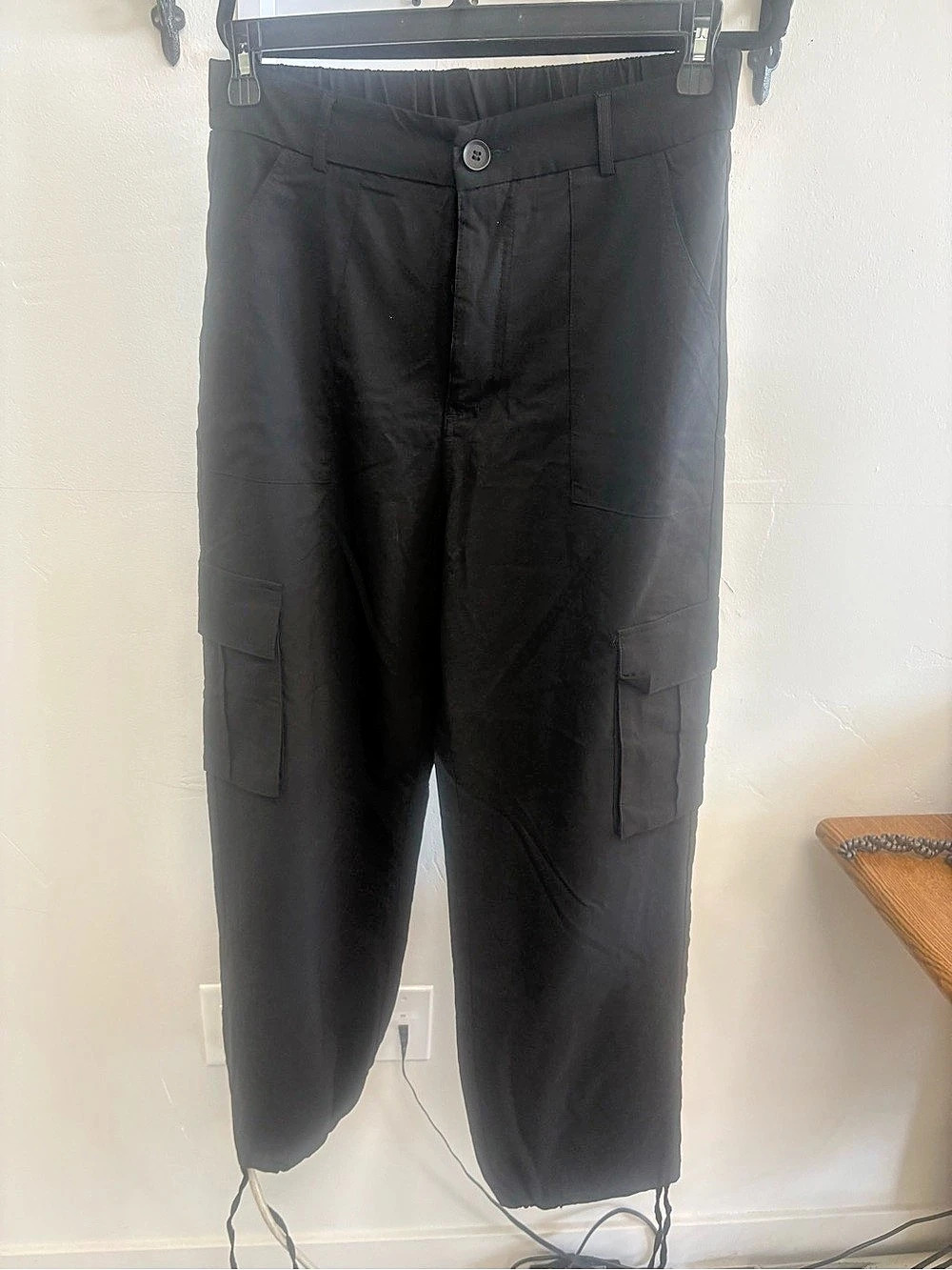 Black Cargo Jogger Pants Size Large Like New